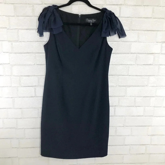 Carmen Marc Valvo Navy Sleeveless Cocktail Dress Women's Size 6